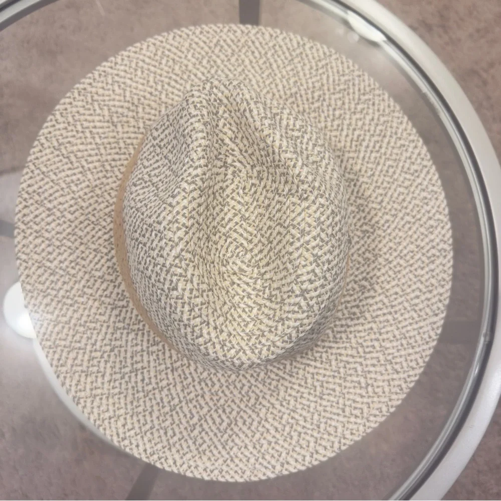 Vince Camuto Cream and Tan Woven Hat